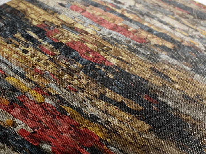 Textured Tribal Figures In Red Black And Gold Wall Art, African Abstract Painting, Afrocentric Decor, Cultural Canvas Print