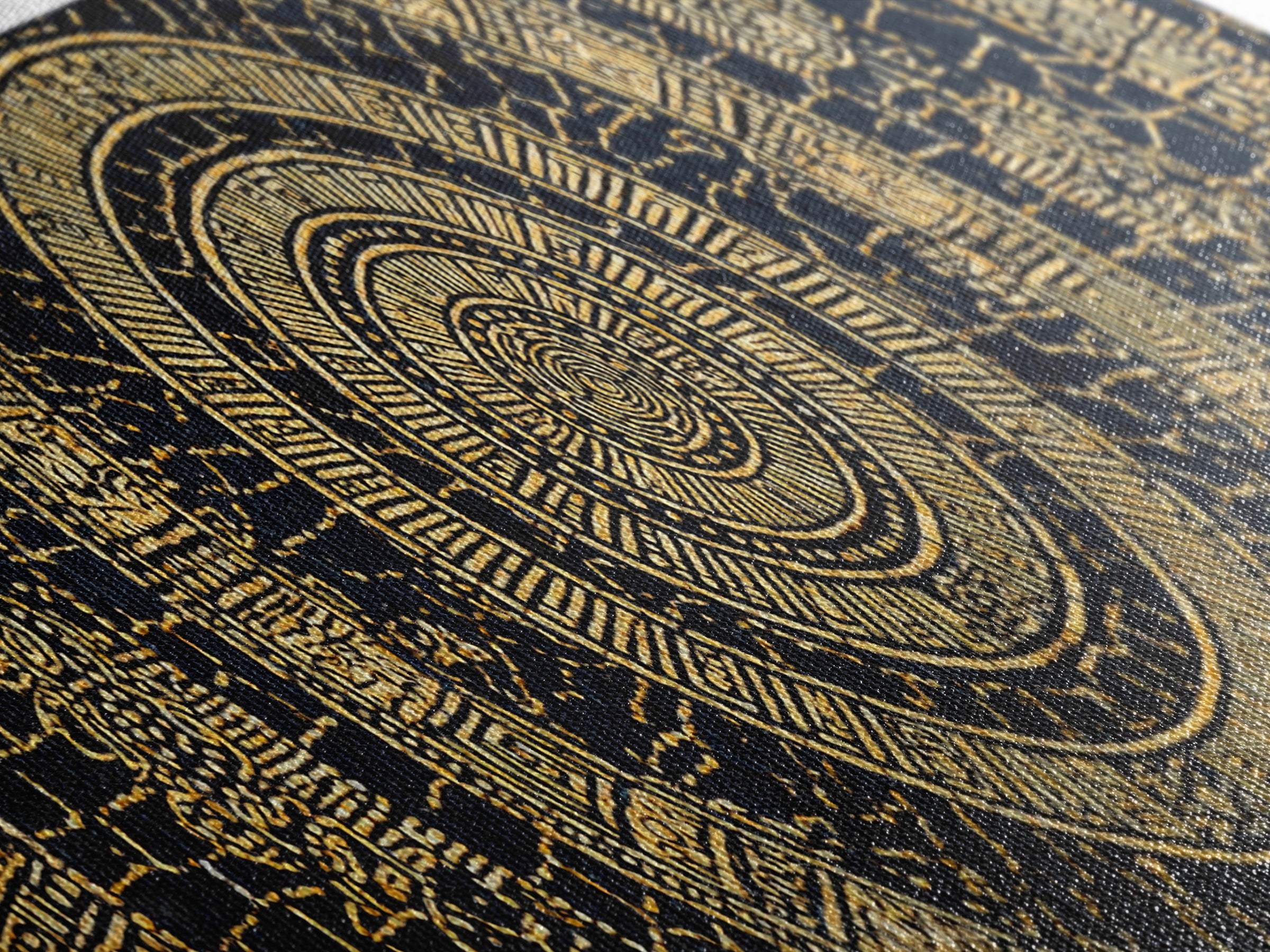Gold Tribal Mandala On Black Canvas Print, African Patterns, Geometric Wall Art, Luxury Afrocentric Home Decor Gift For Him
