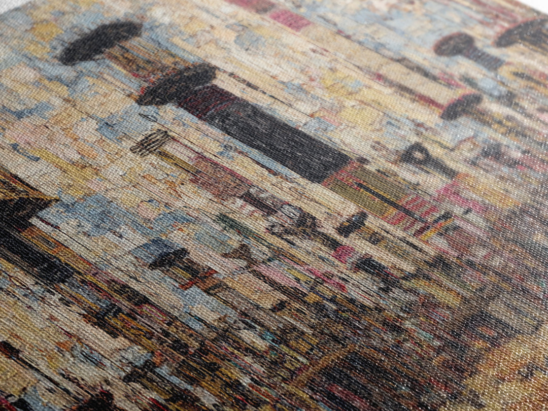 Abstract African City Skyline With Towers And Market Life Wall Art, Modern African Art, Urban Wall Art, Cultural Home Decor