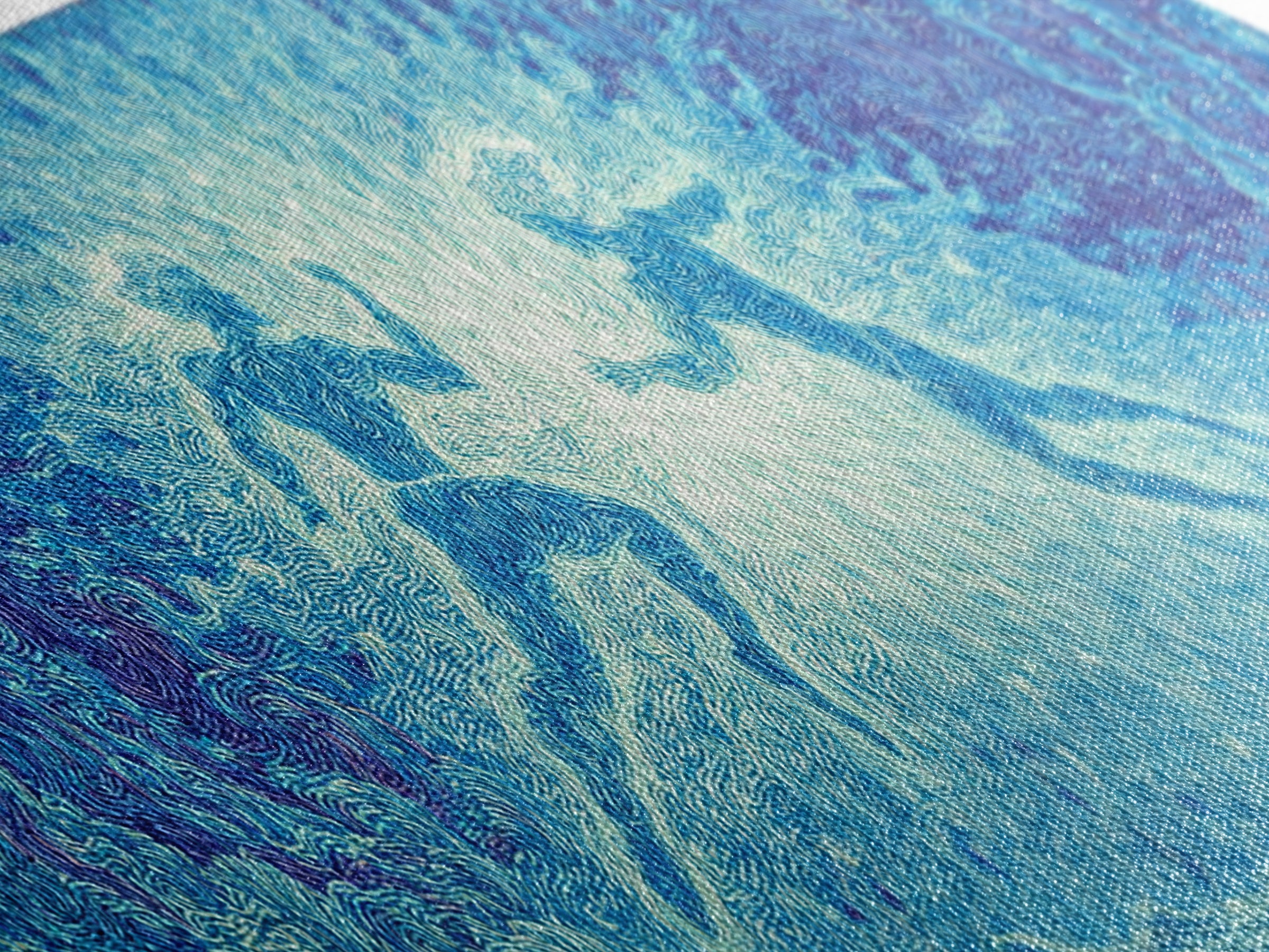 Blue Mystical Spirit Dancers In Flowing Water Wall Art, Dreamy Wall Art, Abstract Art, Modern Canvas Art, Spiritual Wall Decor