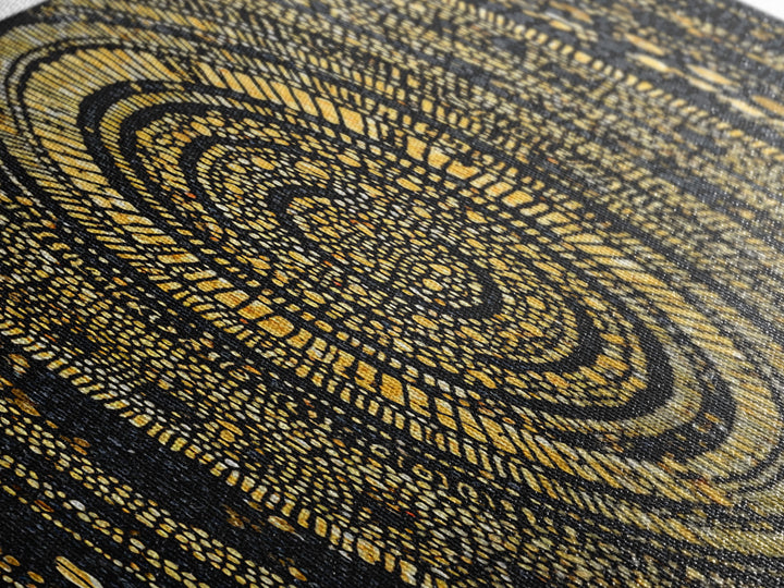 Gold Circular Mosaic Wall Art, Ancient African Abstract Pattern, Black And Gold Canvas, Tribal Luxury Home Decor, Statement Piece