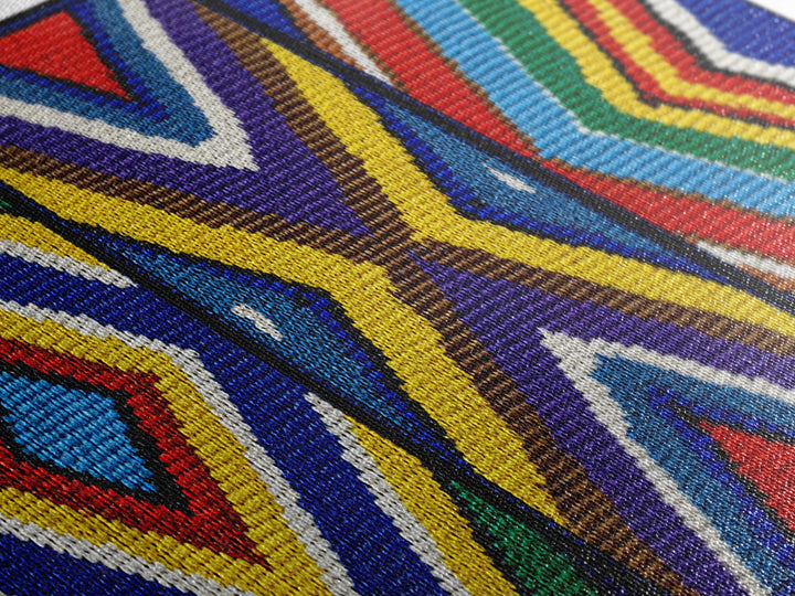 Three Panel Beaded Diamond Canvas Print, African Tribal Chevron Pattern, Geometric Wall Art, Colorful Boho Wall Decor, Set Of 3 Art