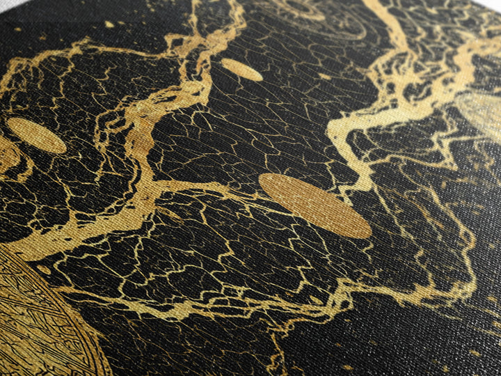 Gold Celestial River Abstract Canvas Print, Black And Gold Wall Art, Cosmic Luxury Decor, Modern Office Statement Piece Gift