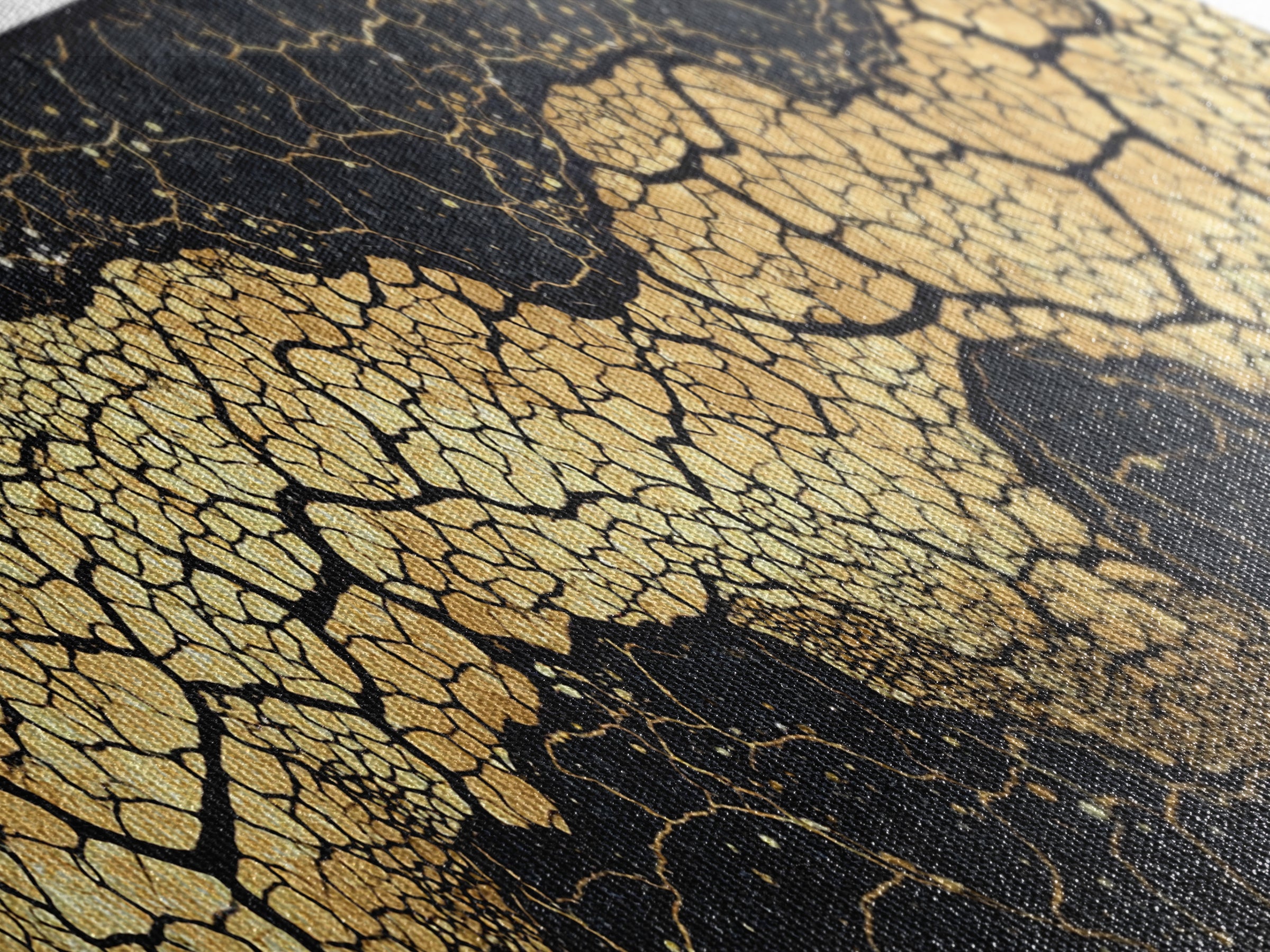 Abstract Black And Gold Cracked River Canvas Print, Luxury Modern Wall Decor, Textured Art Print, Elegant Home Decor Gift