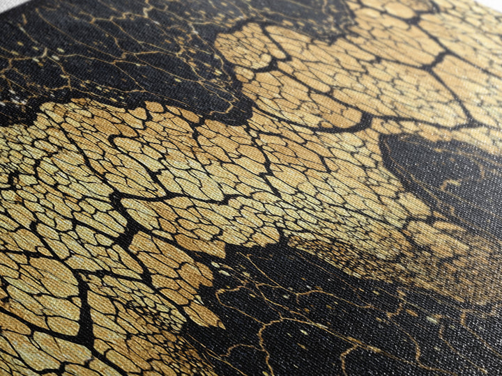 Abstract Black And Gold Cracked River Canvas Print, Luxury Modern Wall Decor, Textured Art Print, Elegant Home Decor Gift