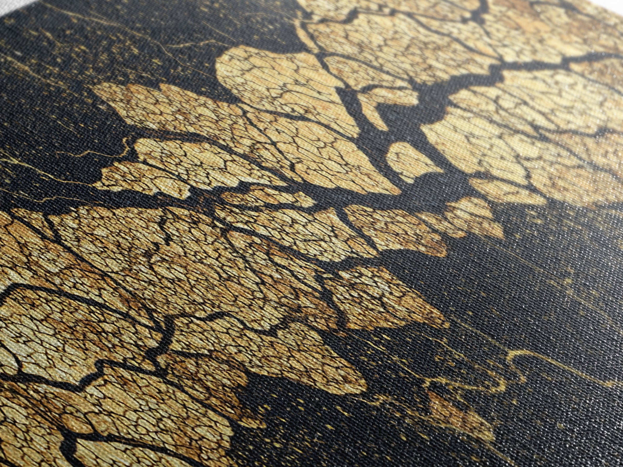 Black And Gold Abstract Kintsugi Veins Canvas Print, Luxury Wall Art Decor, Modern Textured Artwork, Statement Piece Gift