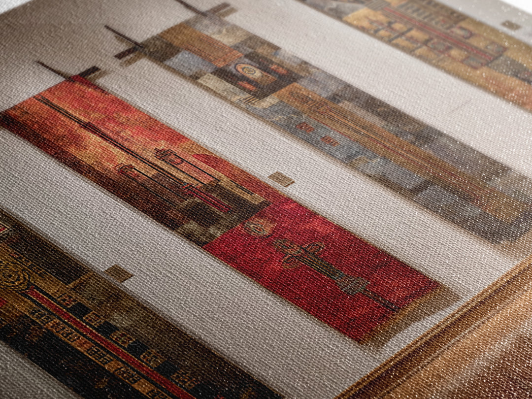 Earth Tone Textile Banners In Gallery, African Wall Art, Cultural Home Decor, Textile Art, Modern Framed Canvas Print, Museum Decor