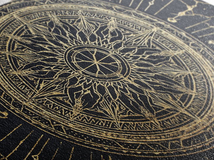 Black Gold Celestial Sun Mandala, African Wall Art, Spiritual Wall Decor, Abstract Ethnic Art, Luxury Canvas Print, Black And Gold Art