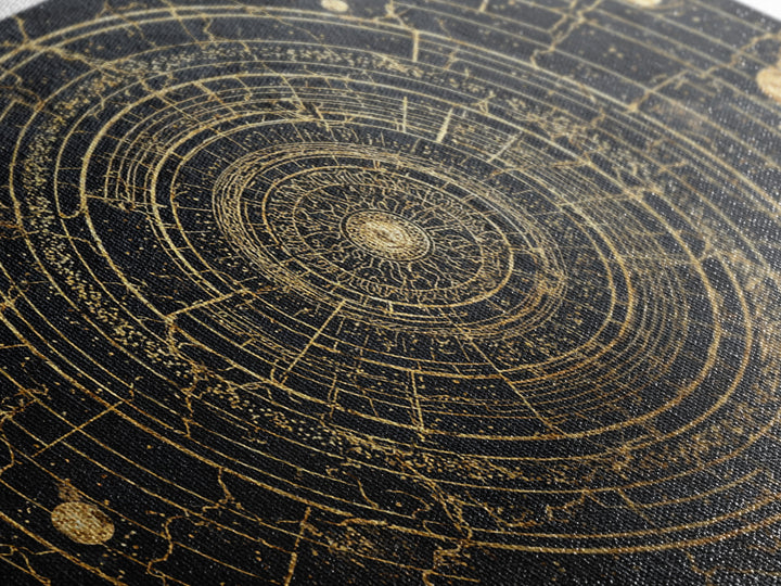 Black Gold Orbital Star Map Mandala, African Wall Art, Spiritual Wall Decor, Abstract Art, Luxury Canvas Print, Black And Gold Art