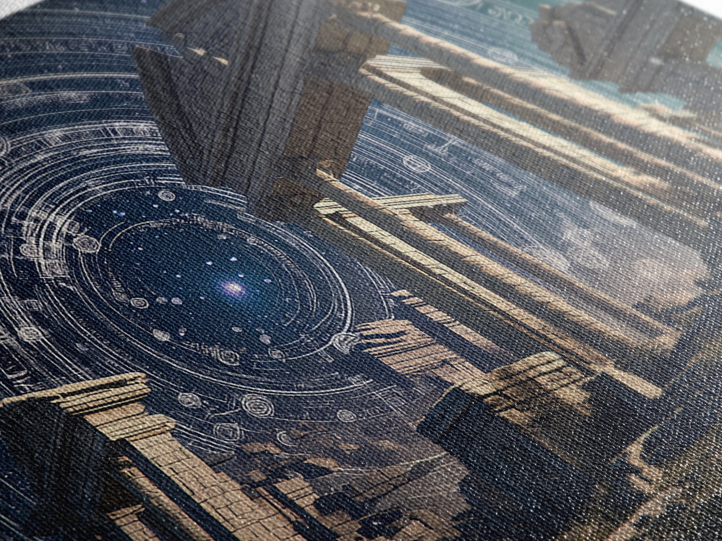 Starlit Ancient Temple Ruins Framed Canvas Print, Mystical Wall Art, Spiritual Wall Decor, Astrology Inspired Home Decor