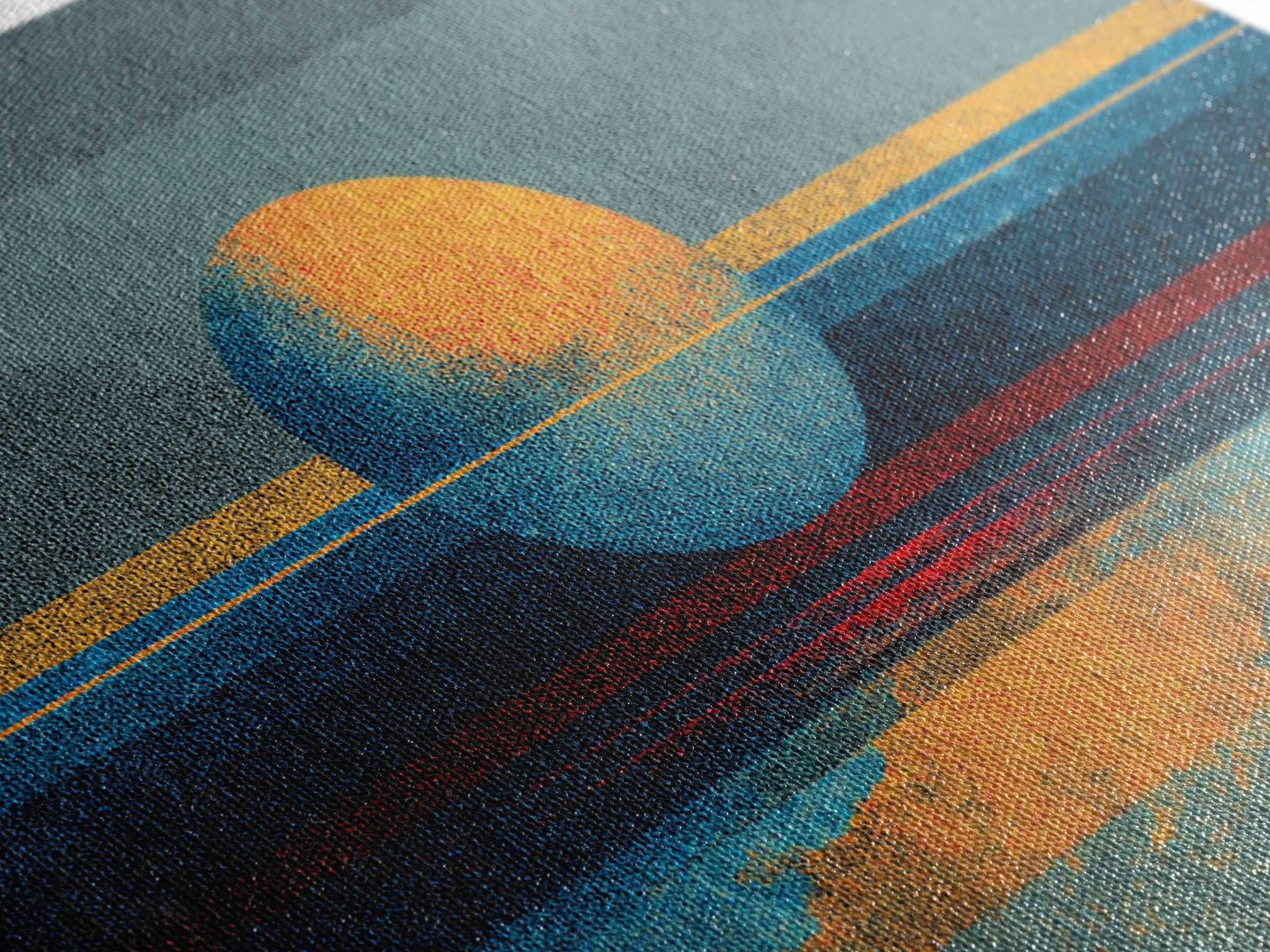 Textured Abstract Sun Over Ocean Wall Art, Minimalist Seascape Canvas Print, Blue Orange Modern Decor, Dreamy Home Gift For Bedroom