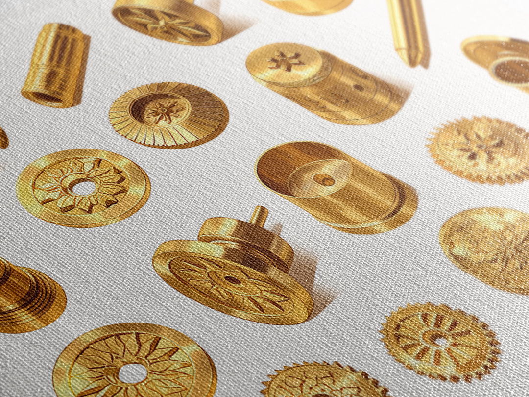 Golden Ornate Brass Hardware Study Canvas Print, Black And Gold Art, Luxury Canvas Art, Unique Home Office Decor, Men Gift