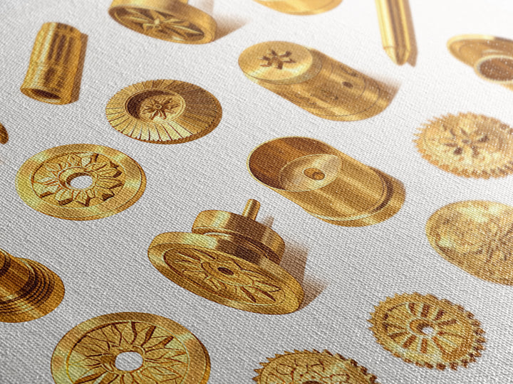 Golden Ornate Brass Hardware Study Canvas Print, Black And Gold Art, Luxury Canvas Art, Unique Home Office Decor, Men Gift