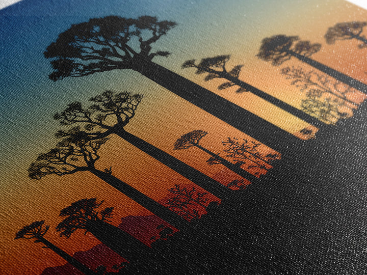 Baobab Tree Silhouettes At Blue Dusk Canvas Print, Madagascar Wall Art, African Tree, Minimalist Wall Art, Safari Decor, Office Decor