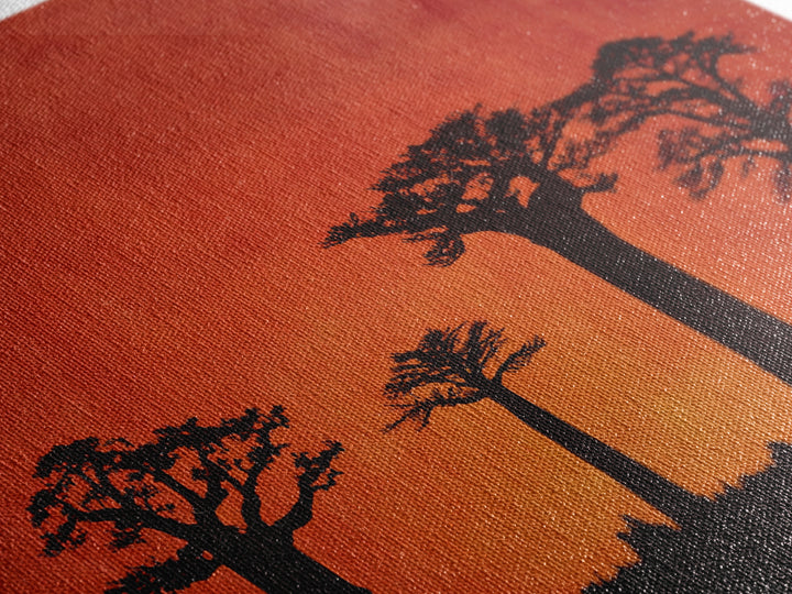 Red Orange Baobab Silhouette Horizon Canvas Print, African Tree, Burnt Orange Art, Boho Wall Decor, Rustic Decor, Home Decor