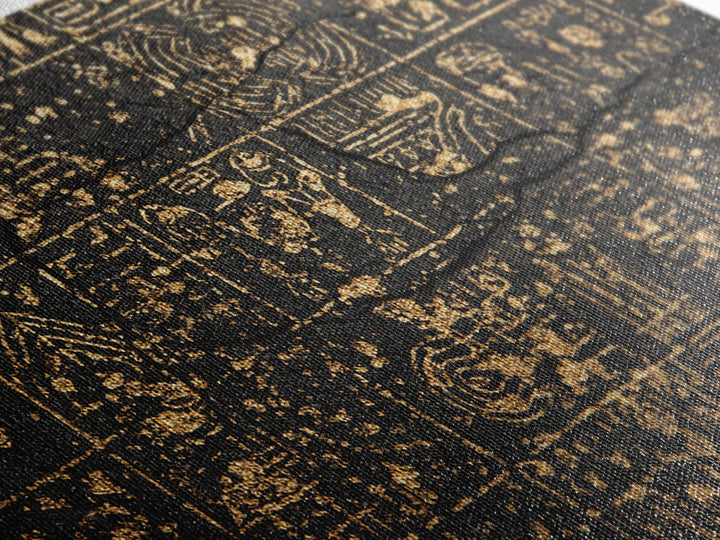 Ancient Egyptian Glyphs On Black Stone Canvas Print, African Egyptian Art, Black And Gold Art, Cultural Art Print, Wall Decor