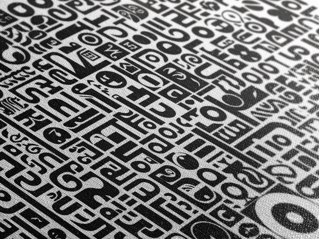 Black And White African Symbols Canvas Print, Abstract Ethnic Art, Tribal Pattern Wall Decor, Minimalist Office Art Gift
