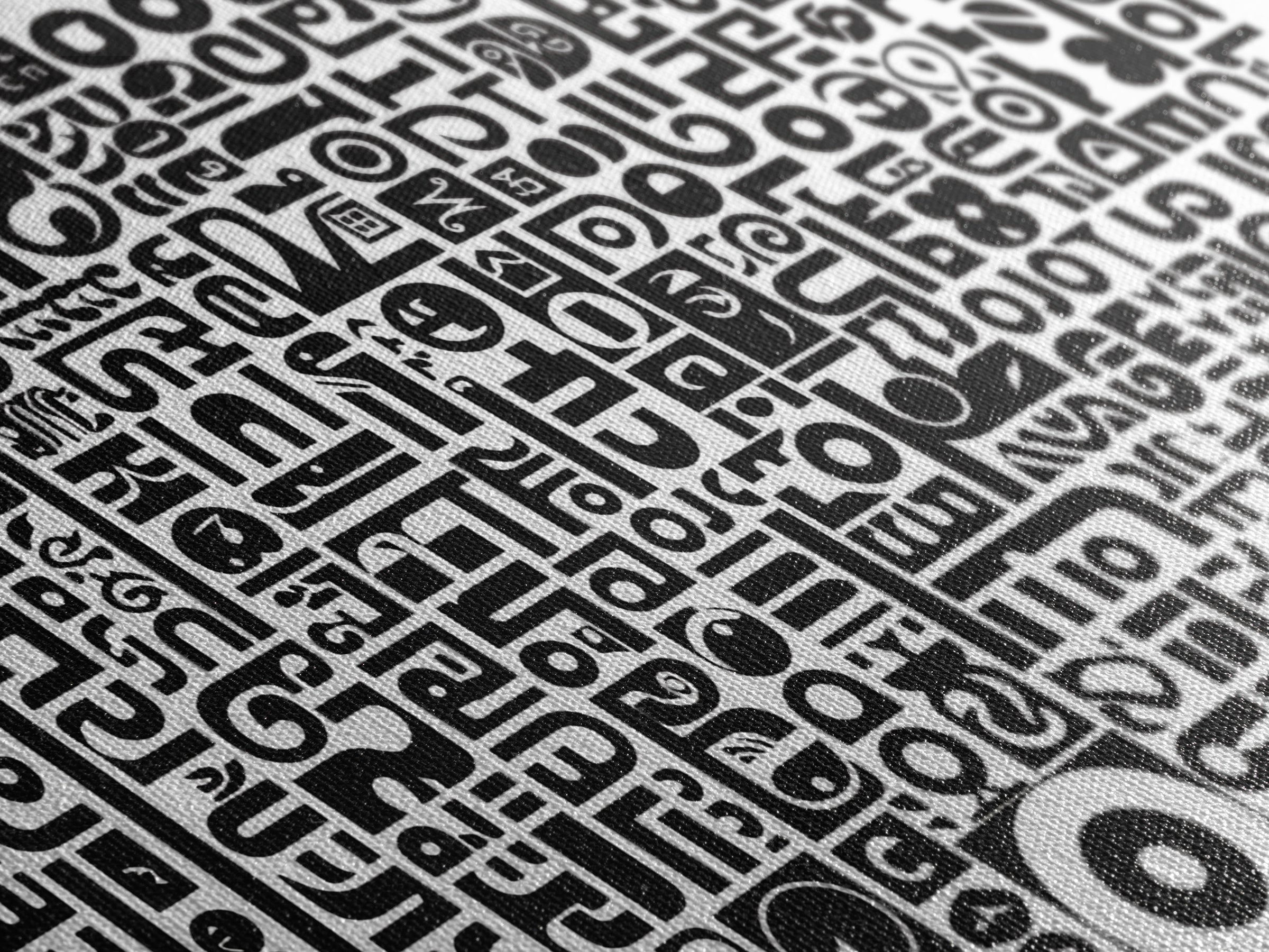 Black And White African Symbols Canvas Print, Abstract Ethnic Art, Tribal Pattern Wall Decor, Minimalist Office Art Gift