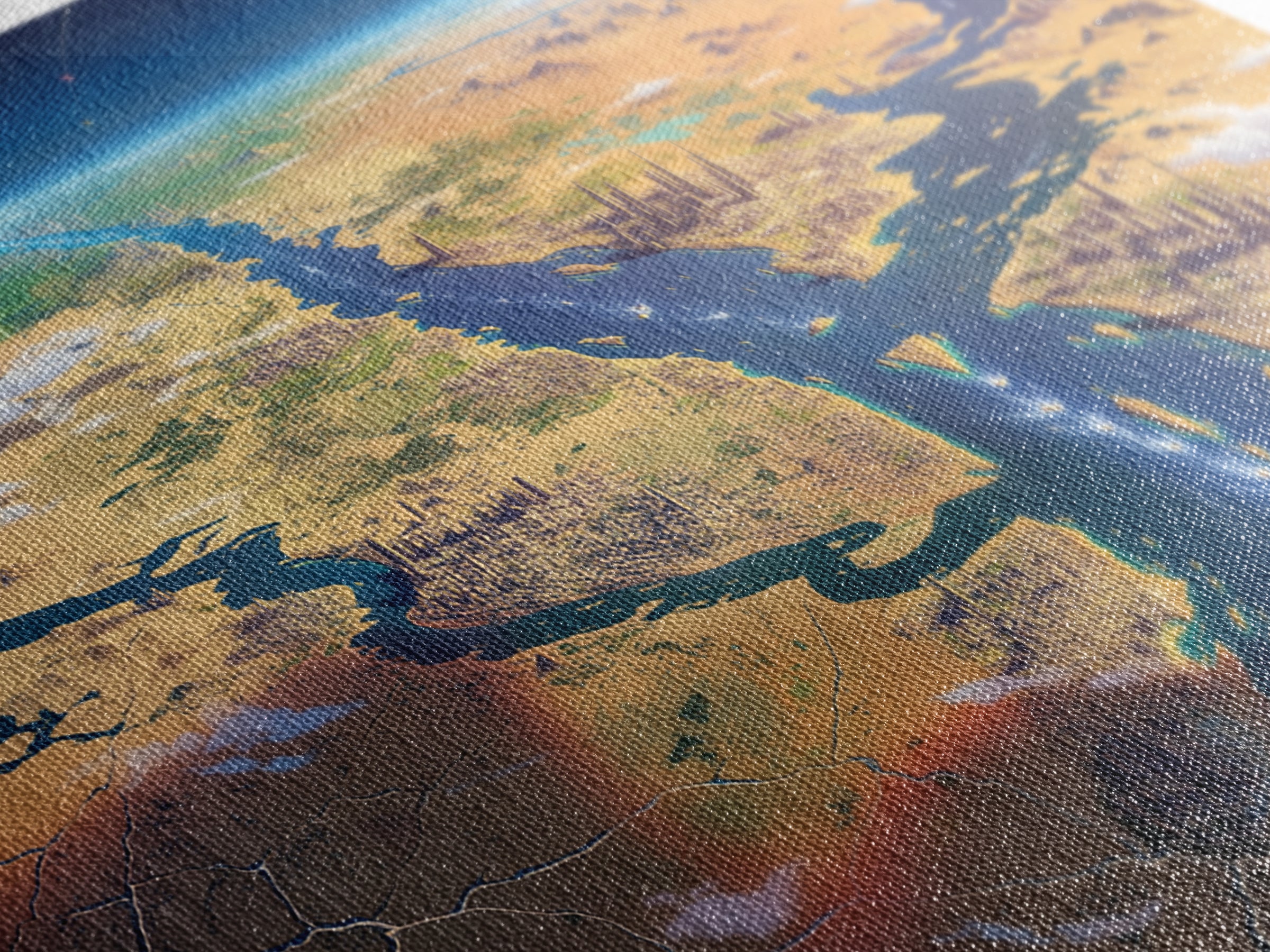 Futuristic Nile Delta Aerial Landscape Wall Art, African Travel Canvas Print, Egypt Map Poster, Modern Office Decor Gift