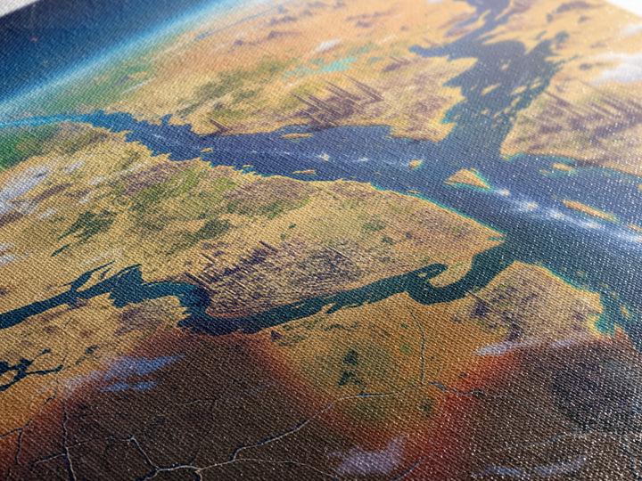 Futuristic Nile Delta Aerial Landscape Wall Art, African Travel Canvas Print, Egypt Map Poster, Modern Office Decor Gift