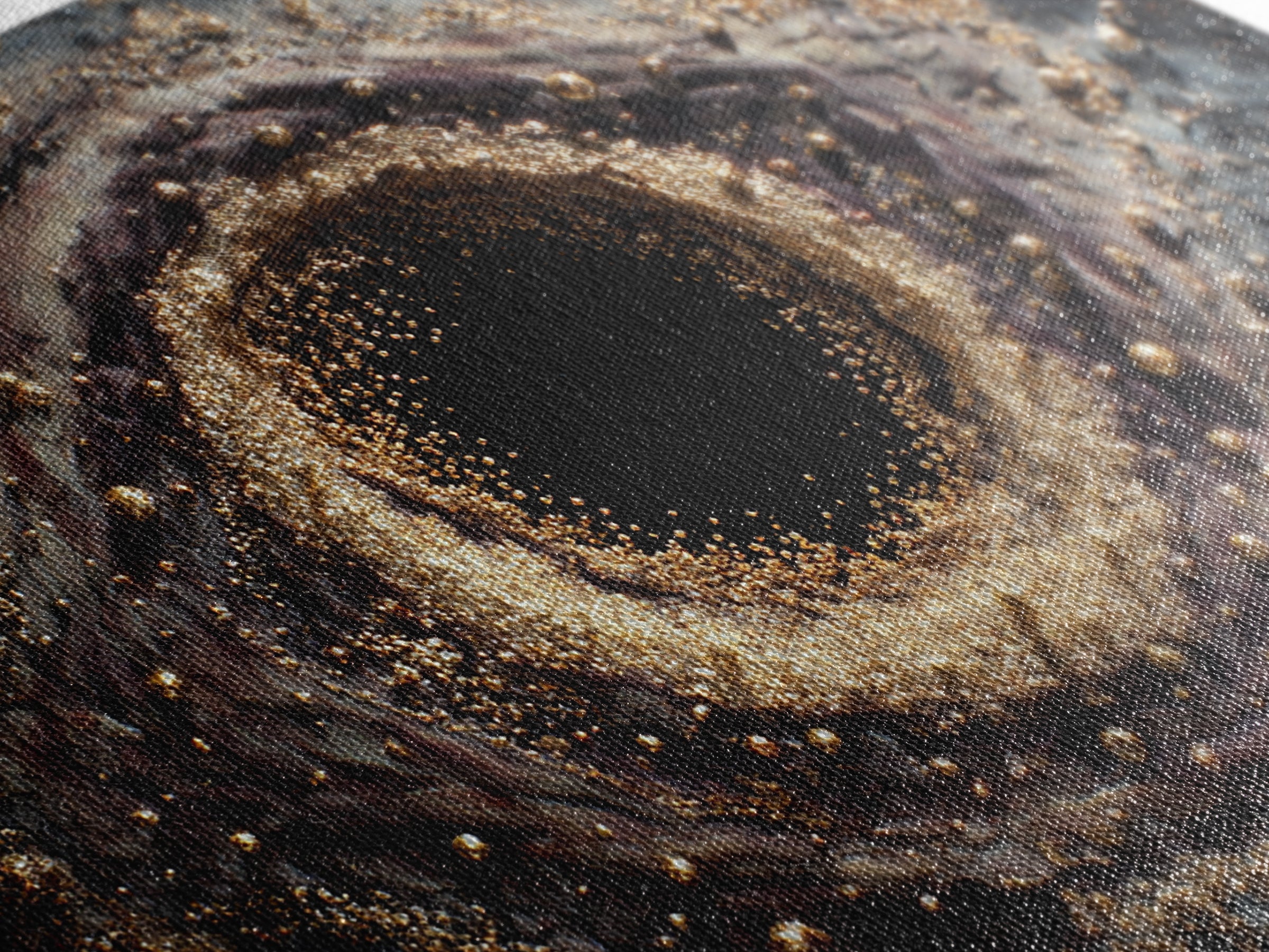 Glittering Black Hole Vortex Framed Canvas Print, Abstract Art, Black And Gold Art, Modern Wall Decor, Unique Home Decor