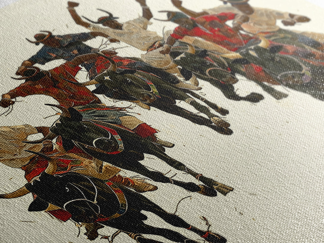 Charging African Warriors On Horseback, Dynamic Canvas Print, Tribal Battle Scene, Afrocentric Wall Decor For Men, African Warrior Art Gift