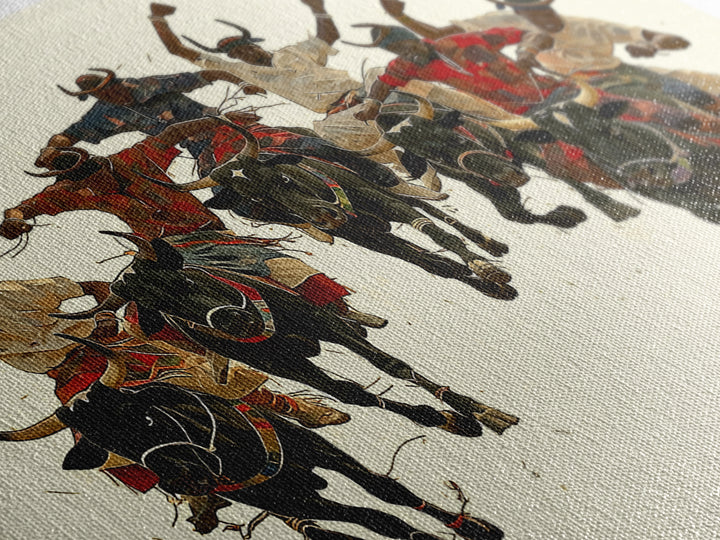 Charging African Warriors On Horseback, Dynamic Canvas Print, Tribal Battle Scene, Afrocentric Wall Decor For Men, African Warrior Art Gift