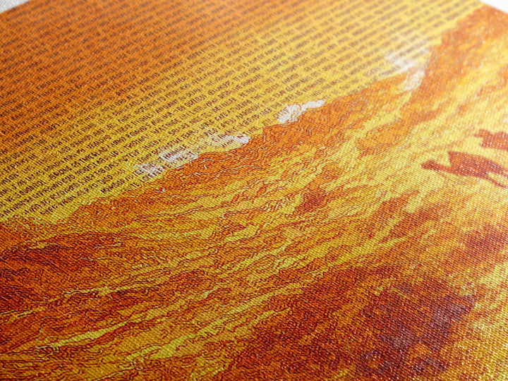 Orange Desert Camel Caravan With Text Texture, African Wall Art, Sahara Landscape Poster, Burnt Orange Boho Decor Gift Print