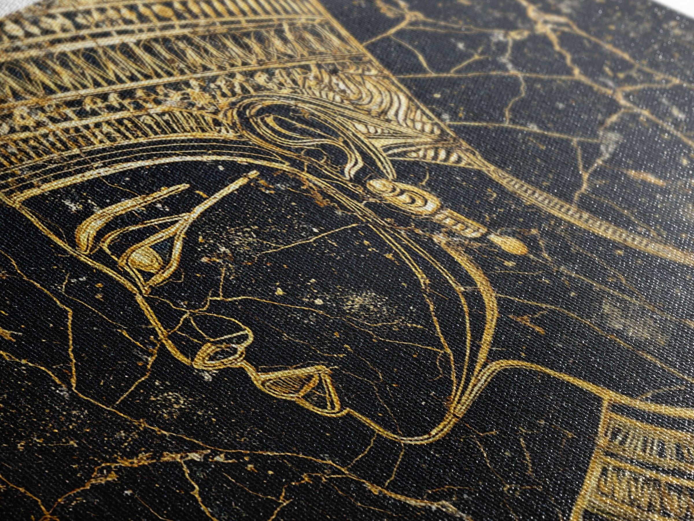 Gold Egyptian Queen Profile On Black Marble Wall Art, African Portrait, Afrocentric Decor, Black And Gold Cultural Home Decor