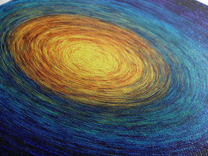 Radiant Sun Spiral In Blue And Gold Wall Art, Abstract African Inspired Print, Modern Canvas Decor, Meditation Room Artwork