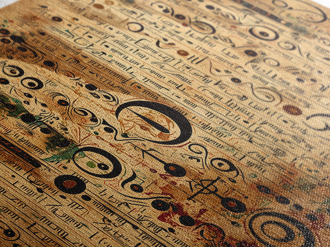 Ancient African Symbol Parchment Wall Art, Abstract African Art, Tribal Patterns, Afrocentric Decor, Cultural Canvas Print