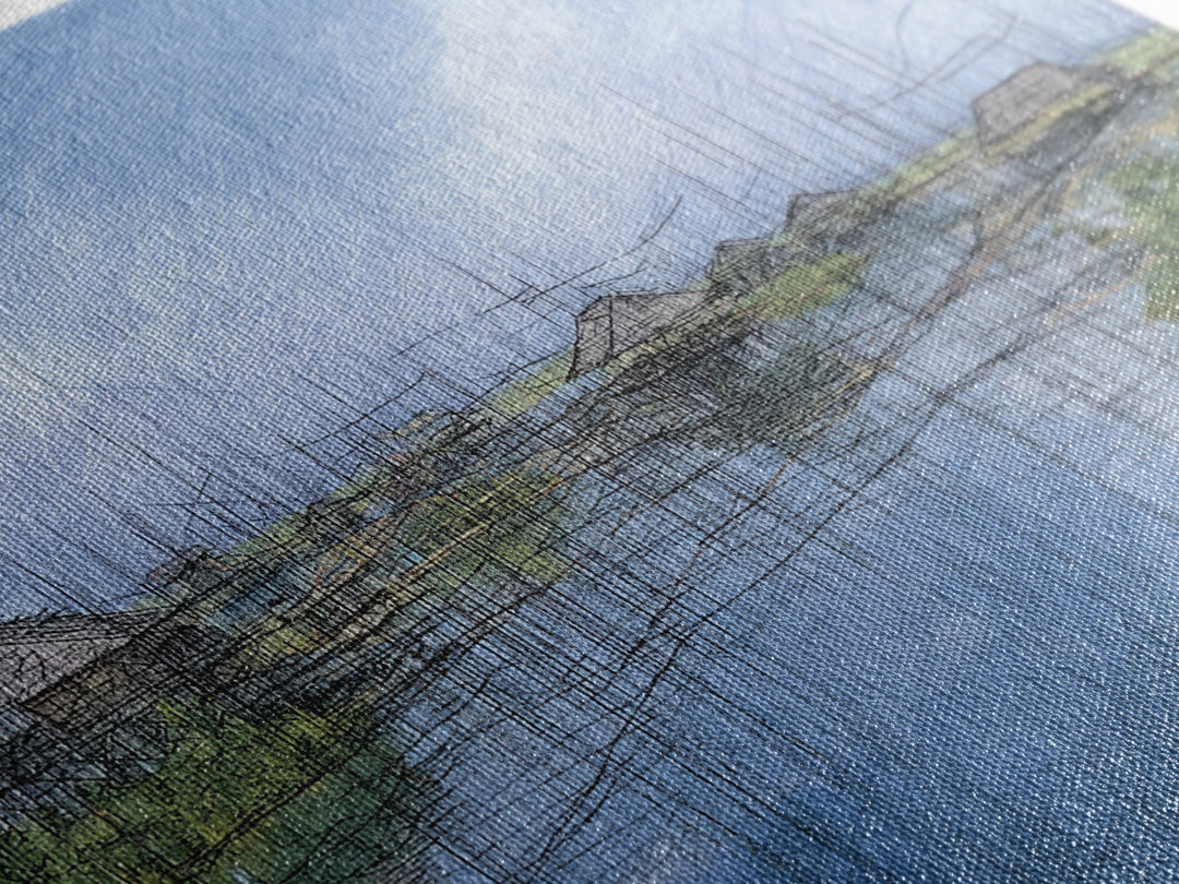 Rainy Wetland Stilt Huts With Blue Reflections Wall Art, African Landscape, Modern Coastal Decor, Peaceful Canvas Print Gift