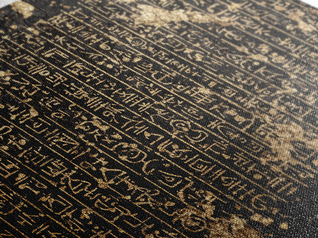 Gold Egyptian Hieroglyph Tablet Wall Art, Ancient African Culture Art, Black And Gold Canvas Decor, Luxury Home Decor Gift