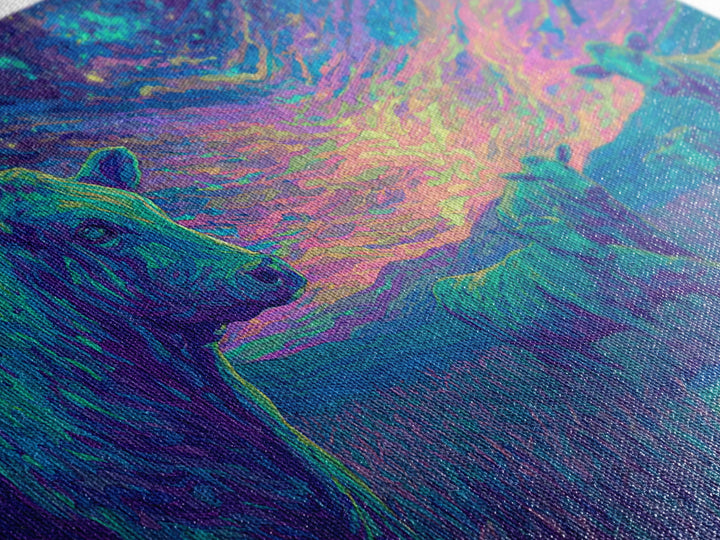Violet Twilight Cows By Creek Wall Art, African Animal Art, Colorful Safari Art, Dreamy Wall Decor, Nature Scene Canvas Print