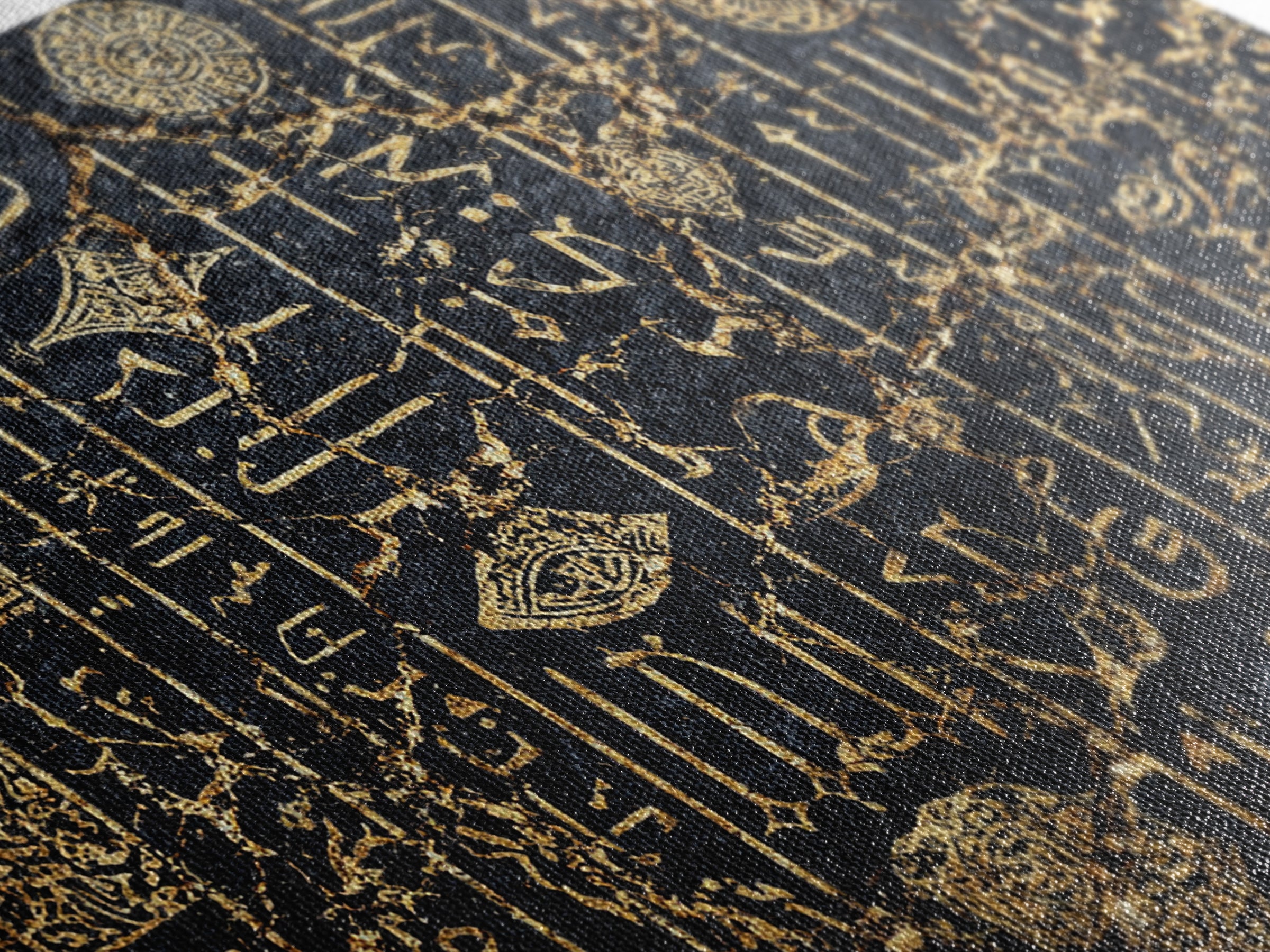 Ancient African Egyptian Symbols Wall Art, Gold Black Canvas Style, Ethnic Art Print, Cultural Wall Decor, Mystical Decor