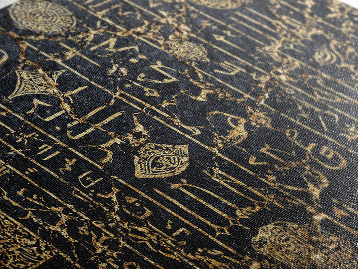 Ancient African Egyptian Symbols Wall Art, Gold Black Canvas Style, Ethnic Art Print, Cultural Wall Decor, Mystical Decor