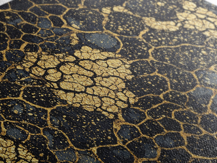 Black And Gold Crackle Abstract Canvas Print, Luxury Wall Art, Textured Art Print, Modern Home Decor, Statement Piece, Bold Artwork