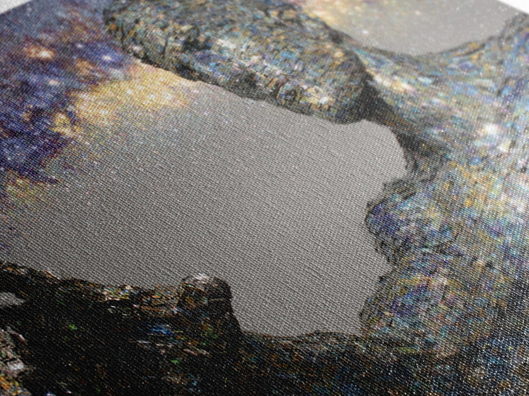 Faceless Cosmic Figure Reaching To Stars Framed Canvas Print, Modern Sculpture Art, Galaxy Wall Decor, Unique Canvas Art