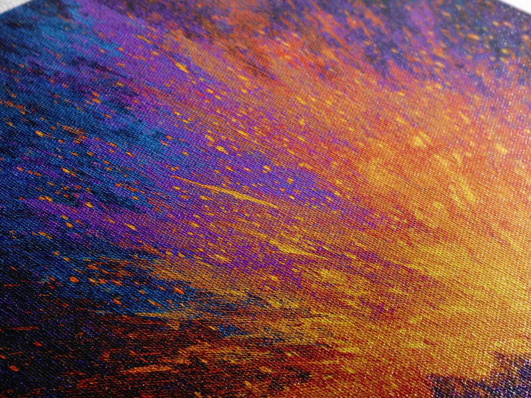 Explosive Orange And Blue Energy Burst Canvas Print, Abstract Art, Vibrant Wall Decor, Modern Painting, Bold Home Decor Gift