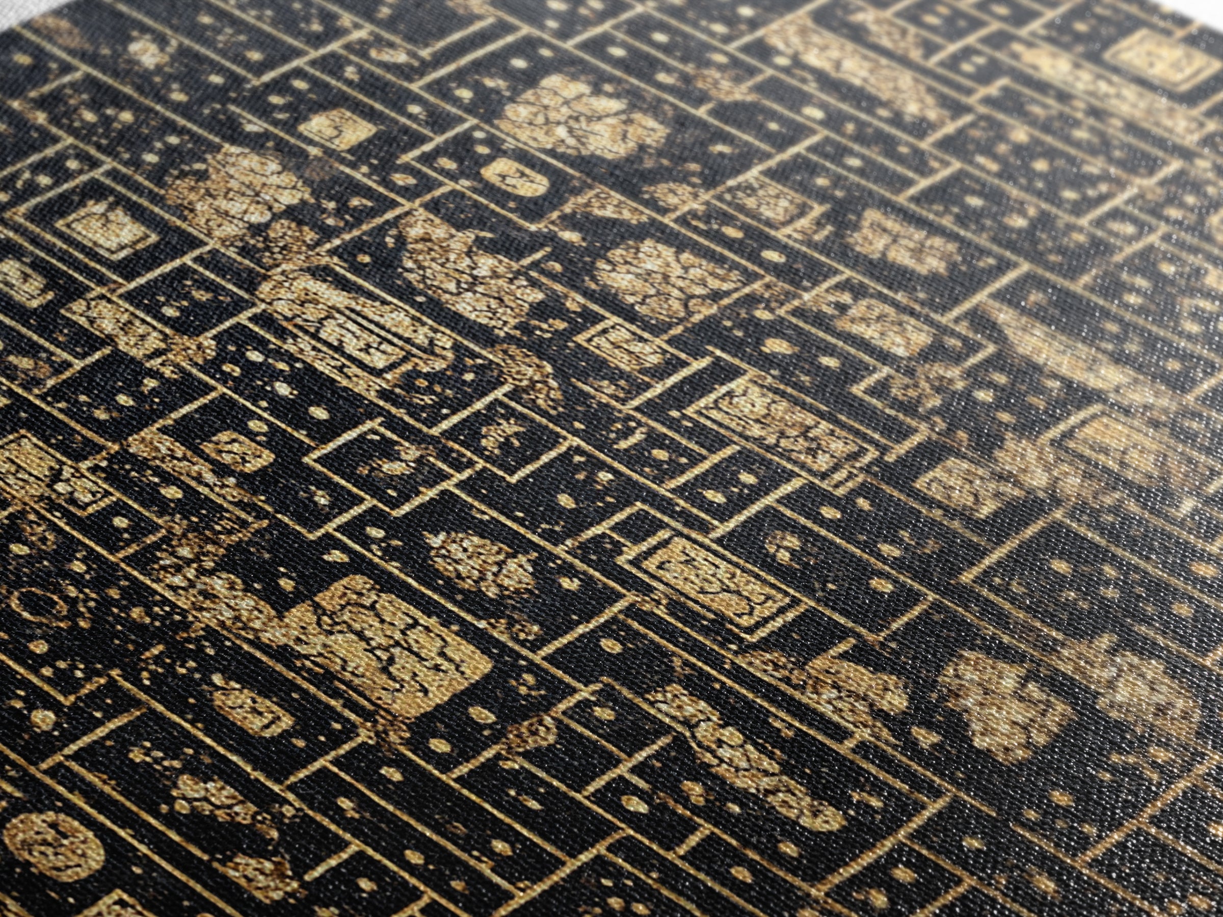 Gold Linear Geometric Maze Canvas Print, African Abstract Art, Black And Gold Art, Luxury Canvas Art, Elegant Wall Decor