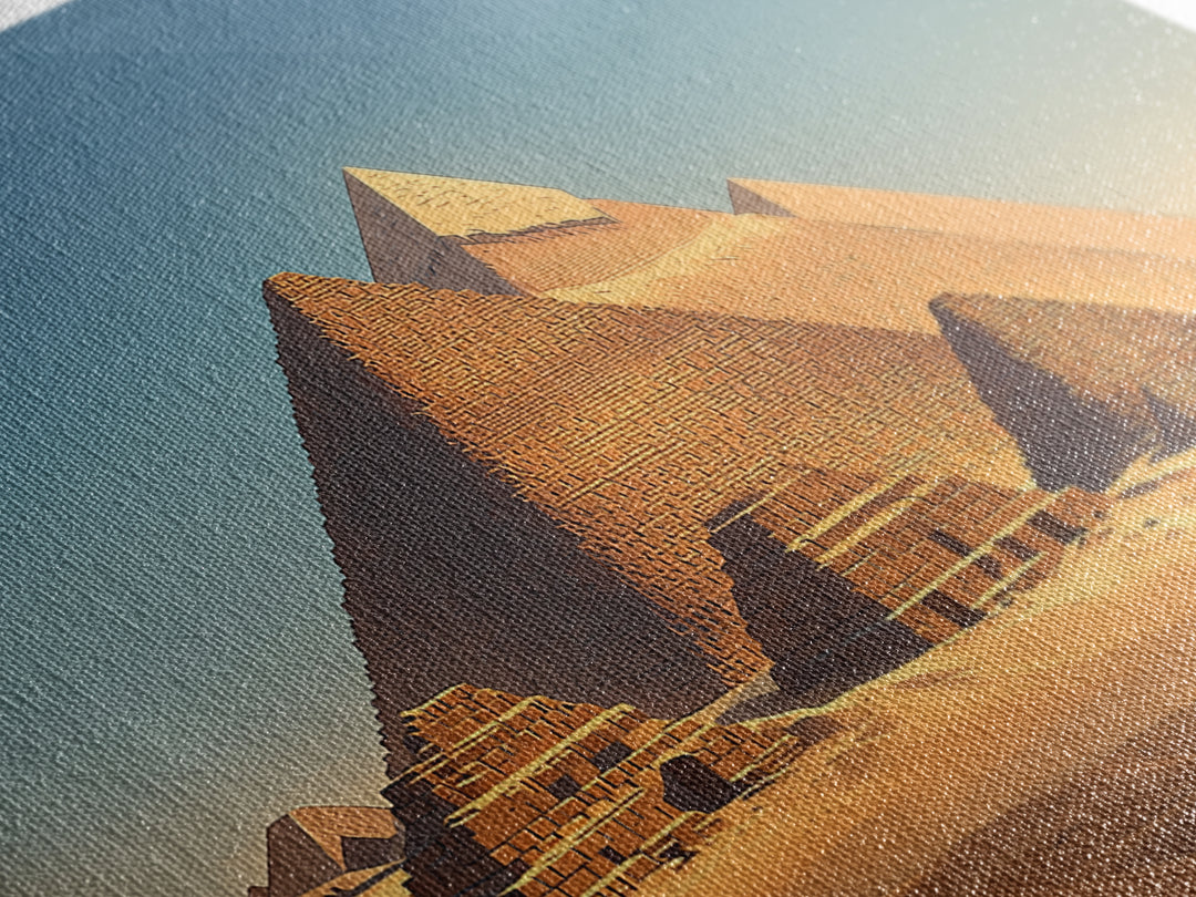 Golden Egyptian Pyramids At Sunrise Wall Art, Ancient African Art, Desert Landscape, Africa Poster, Home Decor Gift, Wall Decor