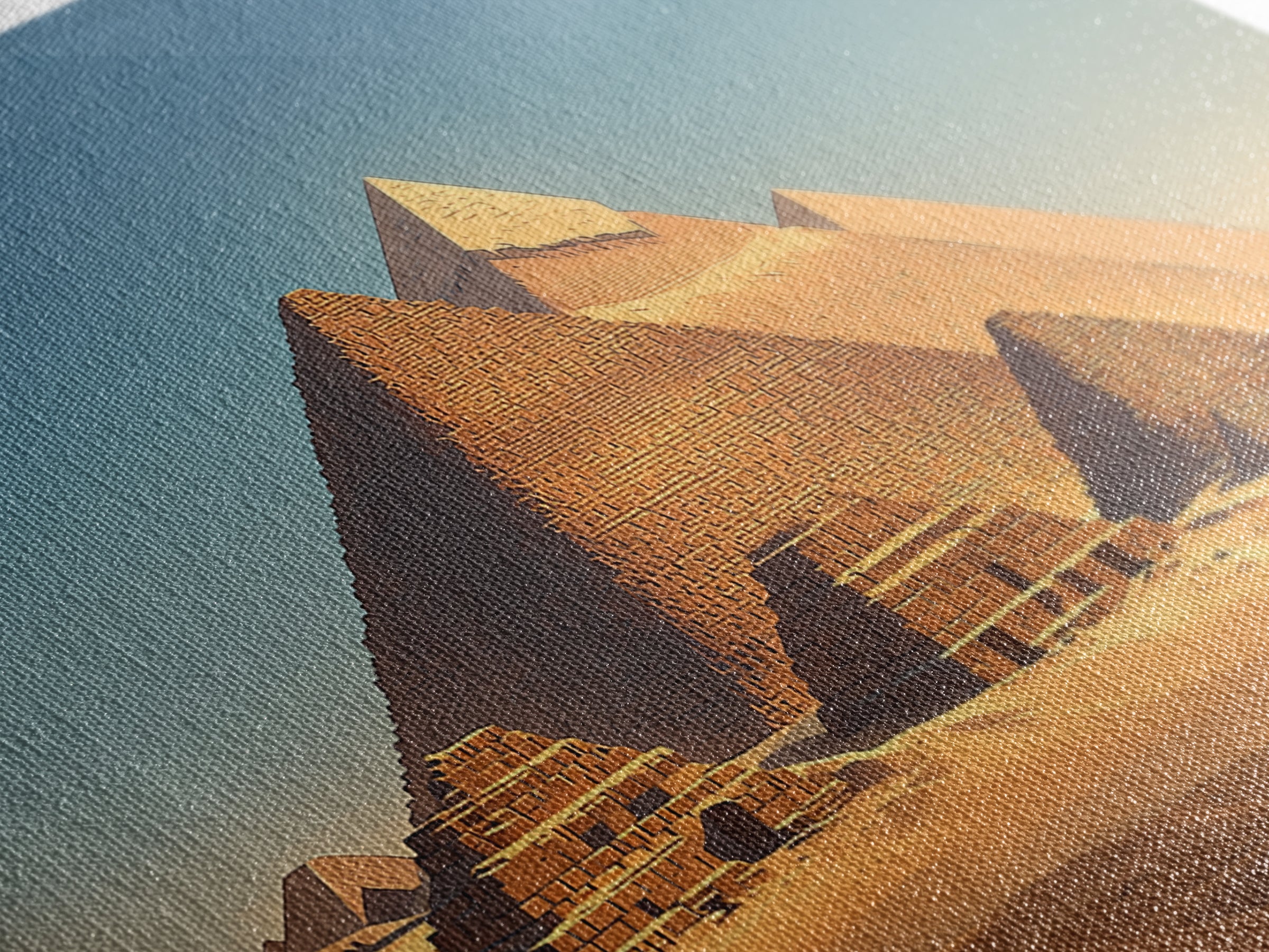 Golden Egyptian Pyramids At Sunrise Wall Art, Ancient African Art, Desert Landscape, Africa Poster, Home Decor Gift, Wall Decor