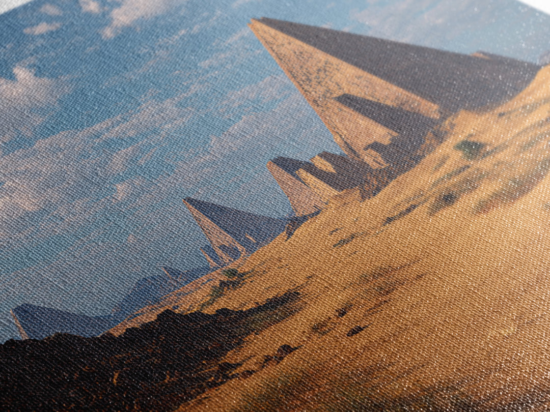 Wide Desert Pyramid Panorama Wall Art, African Egyptian Art, Ancient African Art Print, Safari Decor, Statement Wall Decor