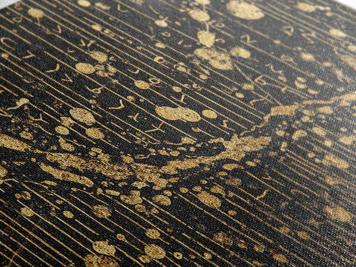 Black Gold Ancient Script Abstract Wall Art, African Inspired Luxury Canvas Decor, Textured Tribal Pattern Home Accent Print