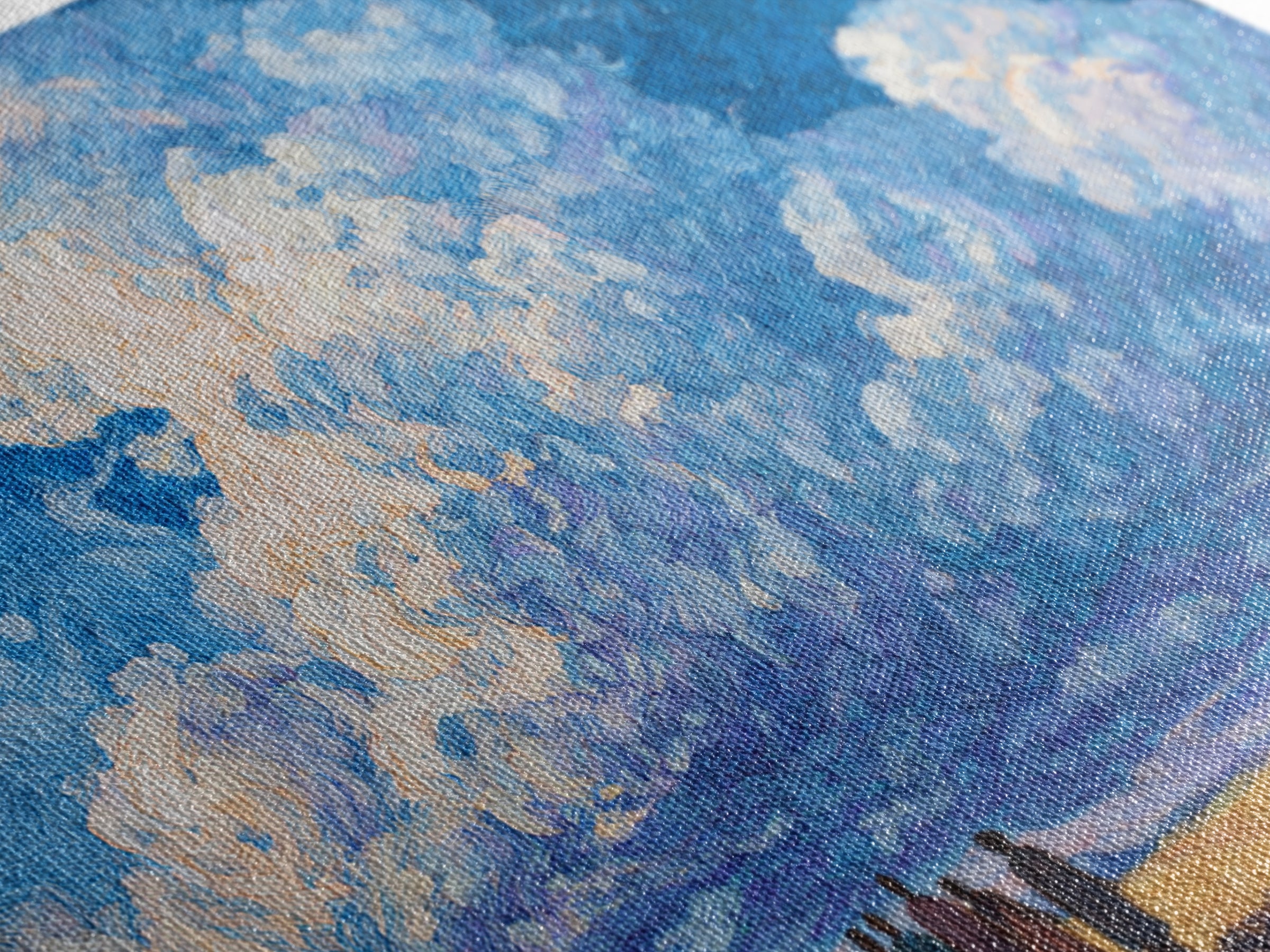 Maasai Figures Beneath Towering Blue Clouds Wall Art, African Landscape Canvas Print, Cultural Art, Living Room Decor Gift