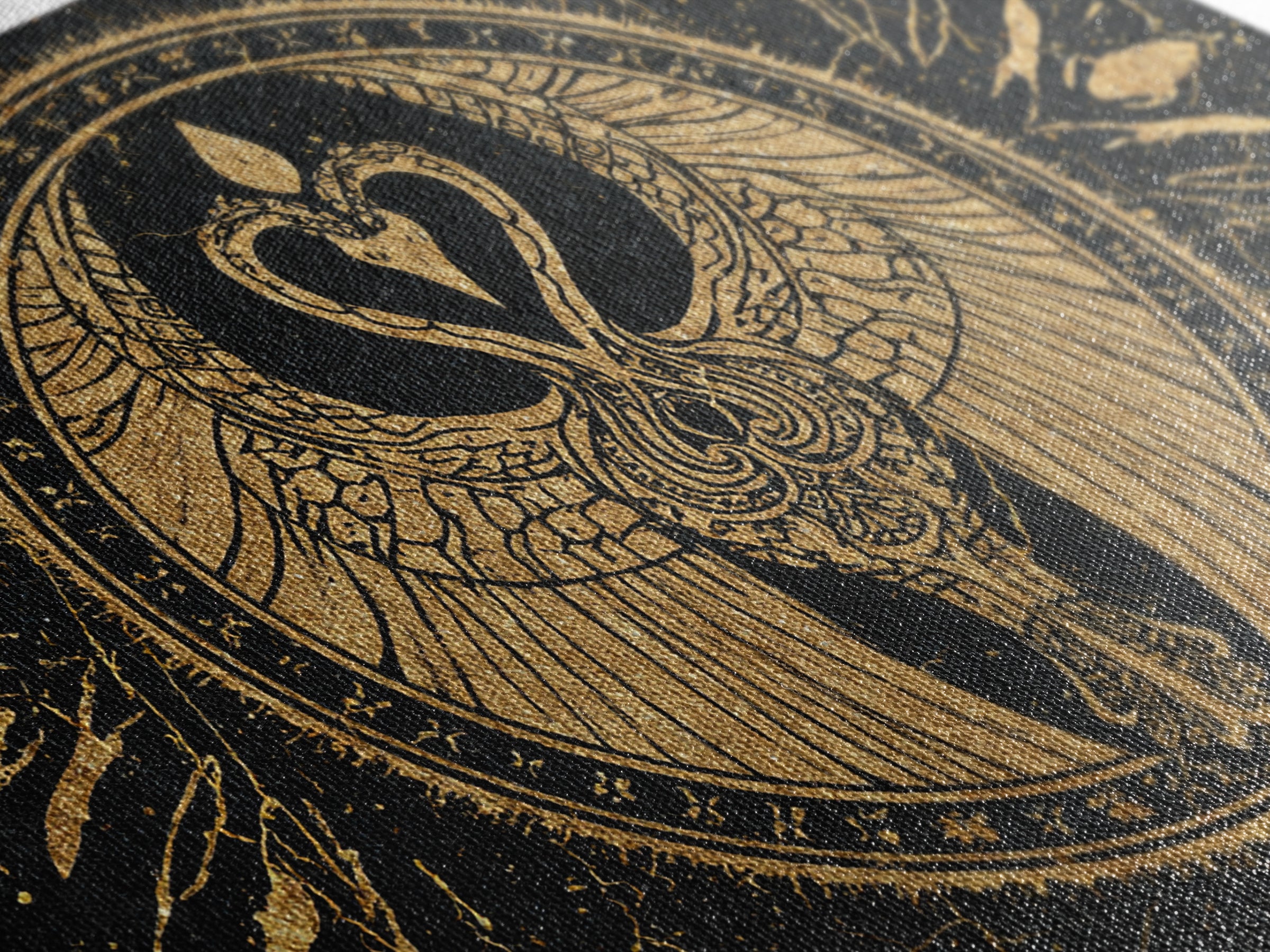 Black Gold Swan Emblem Wall Art, African Inspired Symbol Canvas, Spiritual Wall Decor, Elegant Home Art, Luxury Canvas Print