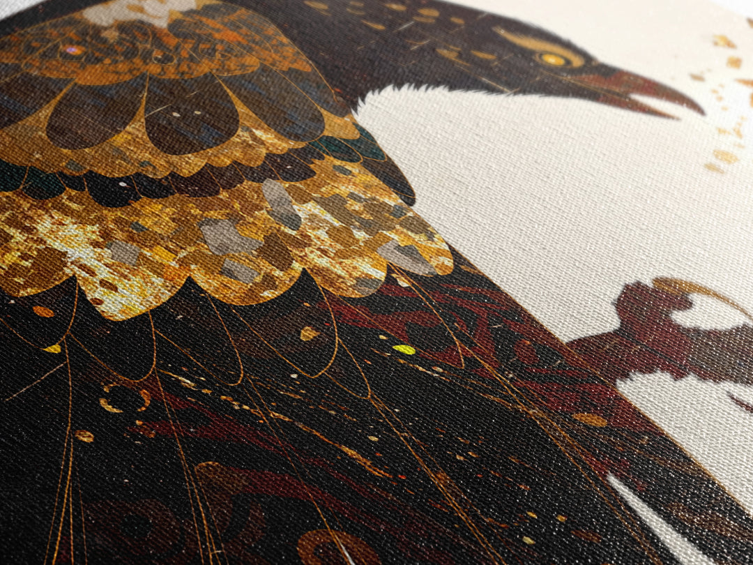 Golden Falcon Breaking Egg Canvas Print, Mythic Bird Wall Art, African Inspired Decor, Bold Contemporary Art, Unique Home Decor