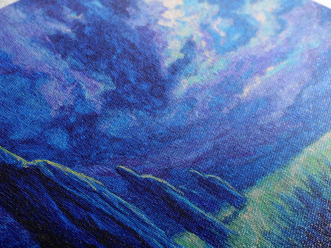 Blue Storm Pilgrims In Moonlit Grass Wall Art, African Landscape, Mystical Wall Art Print, Spiritual Home Decor Canvas Gift