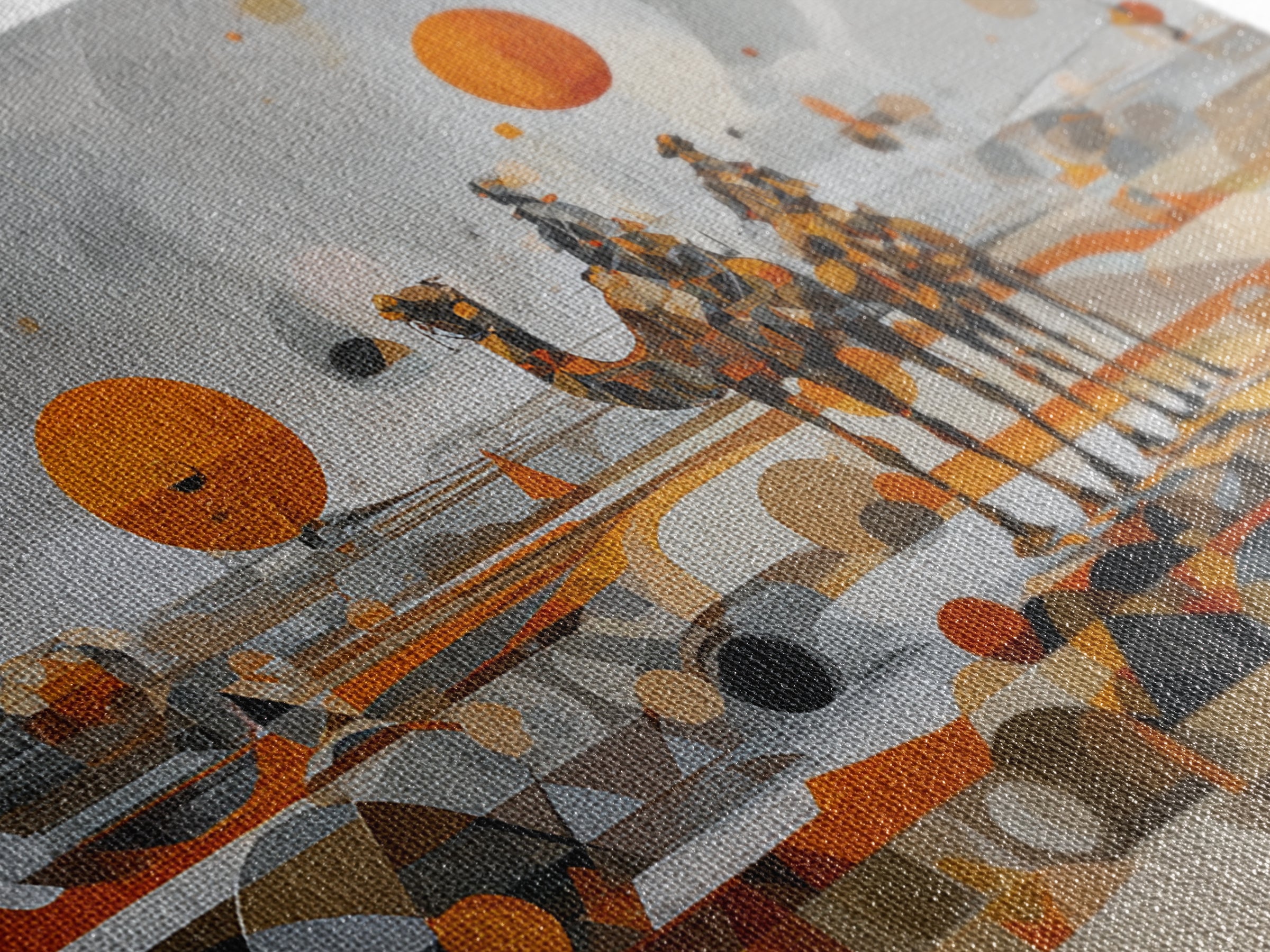 Abstract Geometric Camel Caravan In Orange Desert Wall Art, Modern African Art, Boho Living Room Decor, Canvas Print Gift