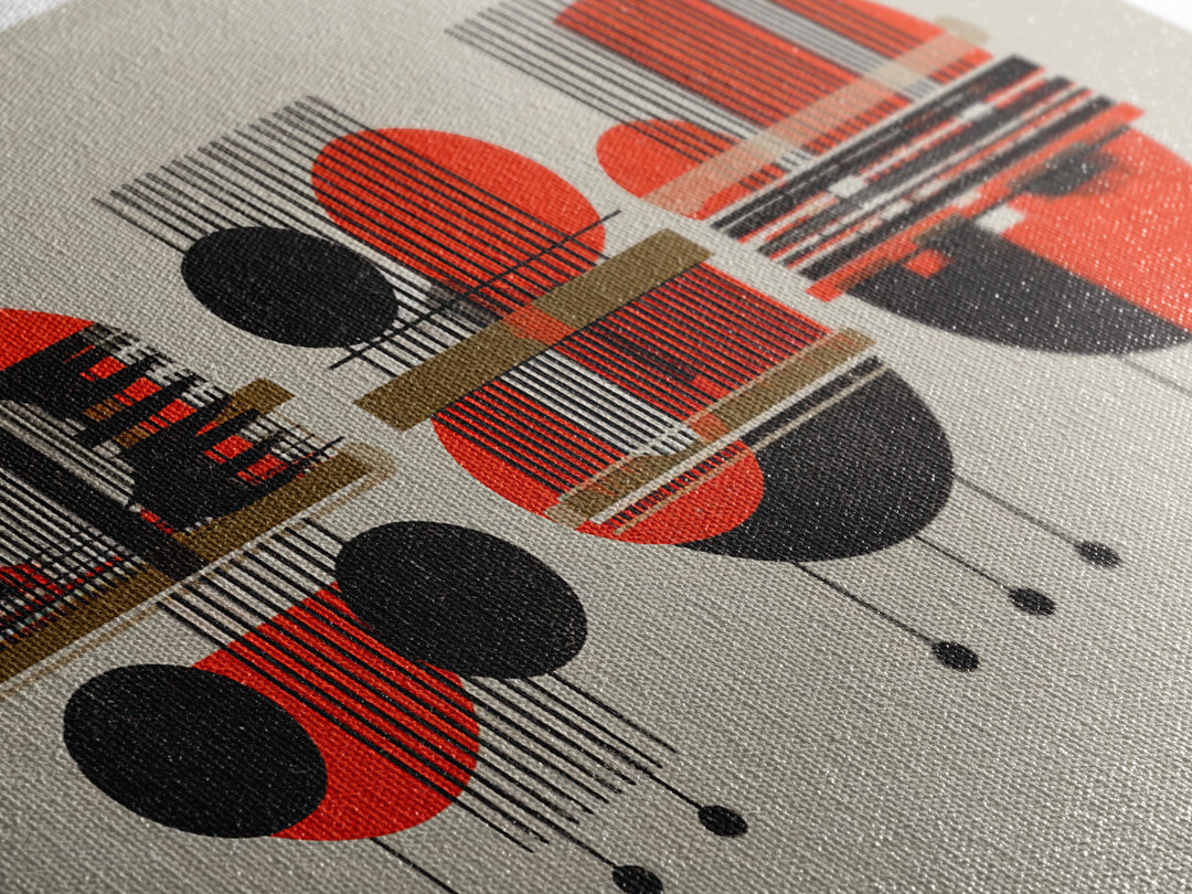 Red Black Geometric Abstract Canvas Print, Modern African Pattern Wall Art, Minimalist Mid Century Home Decor Gift For Living Room